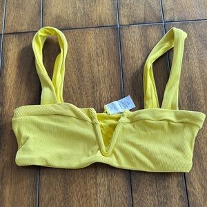 L Space Yellow Ribbed swim top